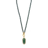 Ashley Gold Stainless Steel Gold Plated Green Semi Precious Beaded Chain With Bezel Set Charm Necklace