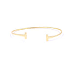 Ashley Gold Stainless Steel Gold Plated T Open Bangle Bracelet