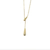 Ashley Gold Stainless Steel Gold Plated Tear Drop Lariat Necklace