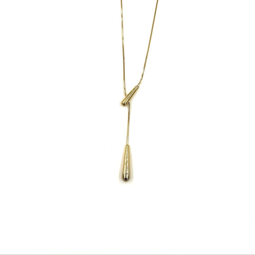 Ashley Gold Stainless Steel Gold Plated Tear Drop Lariat Necklace