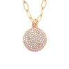 Ashley Gold Stainless Steel Gold Plated CZ 1" Disc Charm Necklace