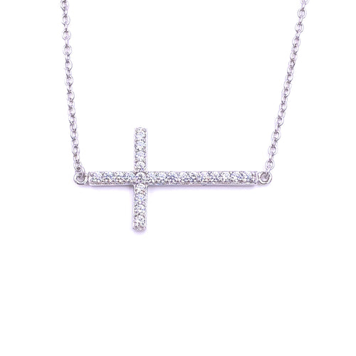 Ashley Gold Sterling Silver CZ Cross Necklace