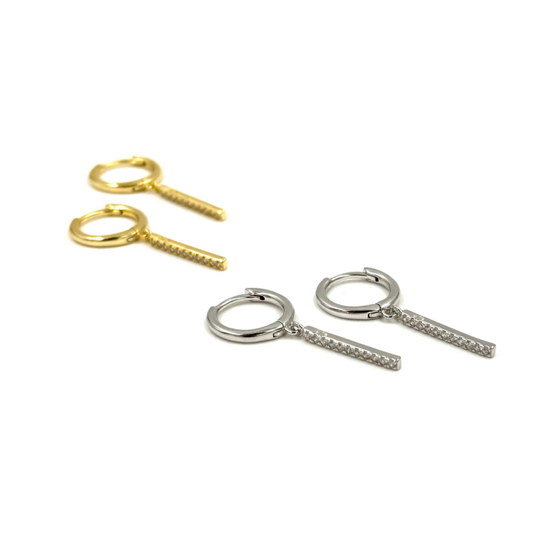 Ashley Gold Sterling Silver Drop Line CZ Earrings