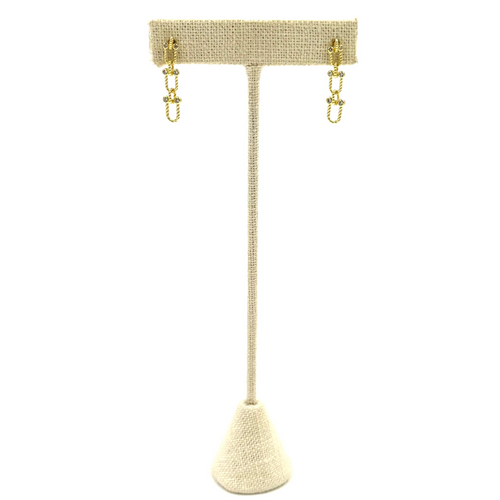 Ashley Gold Sterling Silver Gold Plated Drop Link Chain And CZ Earrings