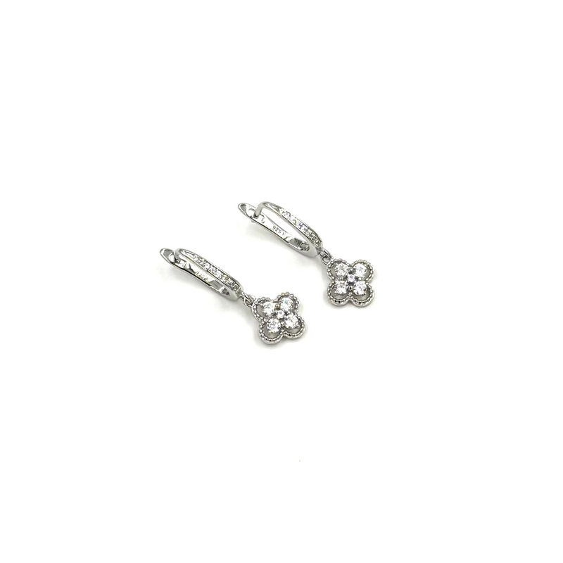 Ashley Gold Sterling Silver Drop Clover CZ Earrings