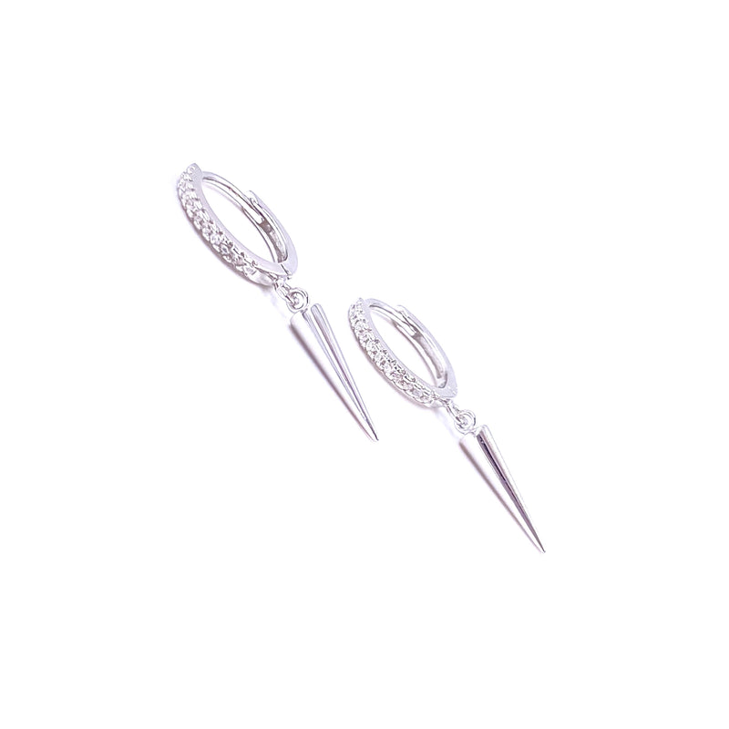 Ashley Gold Sterling Silver CZ Mini Spike Hoop Earrings
