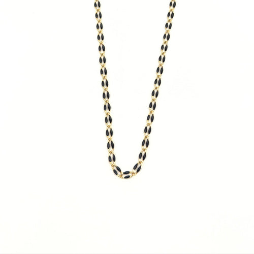 Ashley Gold Stainless Steel Enamel Open Link Design Chain Necklace