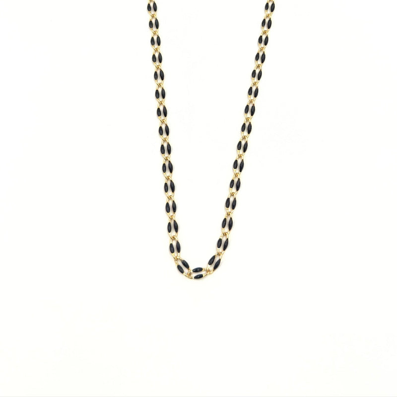 Ashley Gold Stainless Steel Enamel Open Link Design Chain Necklace