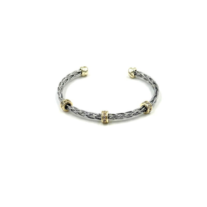 Ashley Gold Stainless Steel Bangle Gold Plated Triple Bar Bracelet