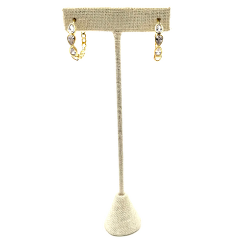 Ashley Gold Stainless Steel Gold Plated Assorted Pear Shape CZ Hoop Earrings
