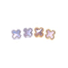 Ashley Gold Sterling Silver Gold Plated Enamel And CZ Covered Clover Stud Earrings