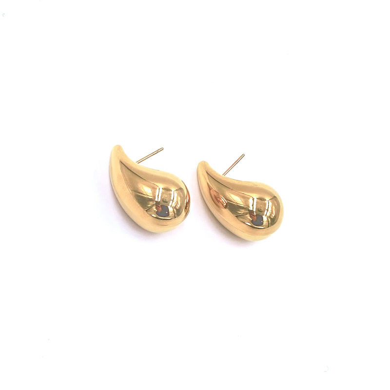 Ashley Gold Stainless Steel Gold Plated Tear Puff Stud Earrings