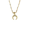 Ashley Gold Stainless Steel Gold Plated Semi Precious CZ Crescent Charm Design Necklace