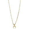 Ashley Gold Stainless Steel Gold Plated Semi Precious CZ Crescent Charm Design Necklace