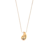 Ashley Gold Stainless Steel Gold Plated Tear Puff Charm Necklace