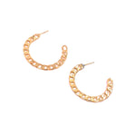 Ashley Gold Stainless Steel Gold Plated Flat Chain Hoop Earrings