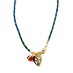 Ashley Gold Stainless Steel Gold Plated Double Charm Cord Necklace