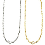 Ashley Gold Stainless Steel Toggle Flattened Link Chain Design Necklace