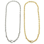 Ashley Gold Stainless Steel Toggle Flattened Link Chain Design Necklace