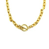 Ashley Gold Stainless Steel Toggle Flattened Link Chain Design Necklace