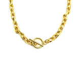 Ashley Gold Stainless Steel Toggle Flattened Link Chain Design Necklace