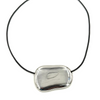 Ashley Gold Stainless Steel Oblong Large Pendant Leather Necklace