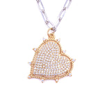 Ashley Gold Stainless Steel CZ Encrusted Spike Heart Pendant Necklace