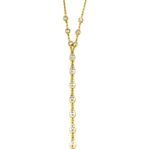 Ashley Gold Sterling Silver Gold Plated Round And Marquise CZ Hand Chain