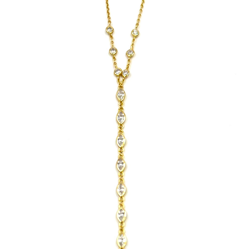 Ashley Gold Sterling Silver Gold Plated Round And Marquise CZ Hand Chain