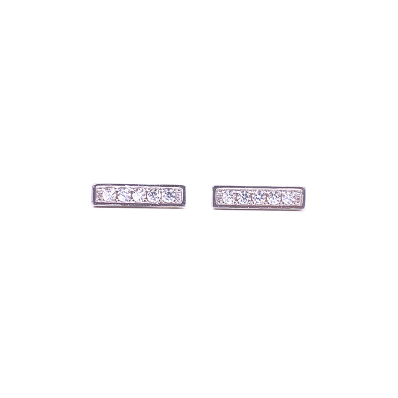 Ashley Gold Sterling Silver 5 CZ Row Design Stud Earrings