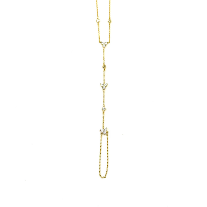 Ashley Gold Sterling Silver Gold Plated Triangle Design CZ Hand Chain