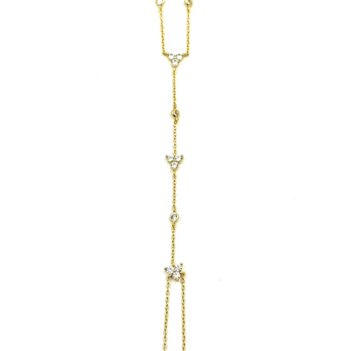 Ashley Gold Sterling Silver Gold Plated Triangle Design CZ Hand Chain
