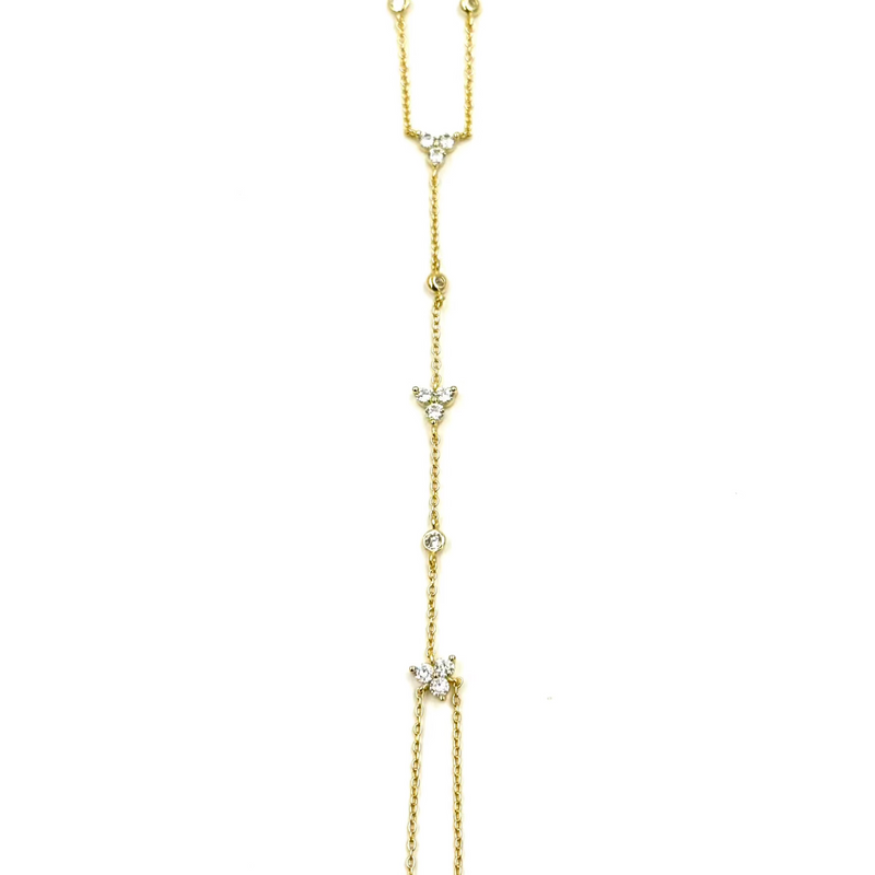 Ashley Gold Sterling Silver Gold Plated Triangle Design CZ Hand Chain