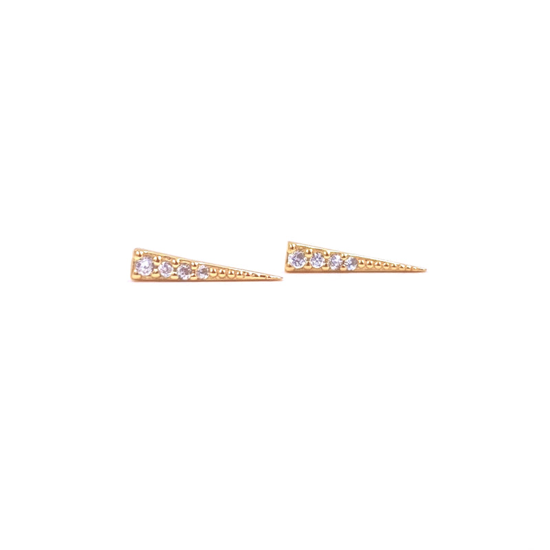 Ashley Gold Sterling Silver Gold Plated 4 CZ Spike Stud Earrings