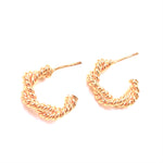 Ashley Gold Stainless Steel Gold Plated 1" Twisted Hoop Earrings