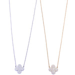 Ashley Gold Sterling Silver CZ Encrusted Closed Clover Necklace