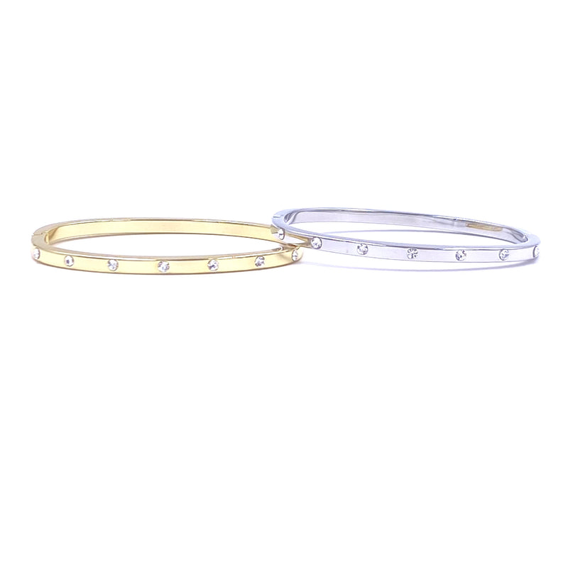 Ashley Gold Stainless Steel CZ Set Design Bangle Bracelet