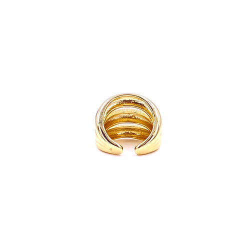 Ashley Gold Stainless Steel Gold Plated 3 Bar Dome Shape Design Ring