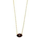 Ashley Gold Stainless Steel Gold Plated Link Chain With Enamel Evil Eye and CZ Necklace