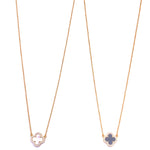 Ashley Gold Sterling Silver Gold Plated CZ Enamel Clover Pendant Necklace