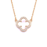Ashley Gold Sterling Silver Gold Plated CZ Enamel Clover Pendant Necklace