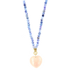 Ashley Gold Stainless Steel Gold Plated Purple Beaded With Large Pink Heart Semi Precious Stone Charm Necklace