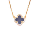 Ashley Gold Sterling Silver Gold Plated CZ Enamel Clover Pendant Necklace