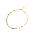 Ashley Gold Sterling Silver Gold Plated Colored CZ Prong And Link Bracelet