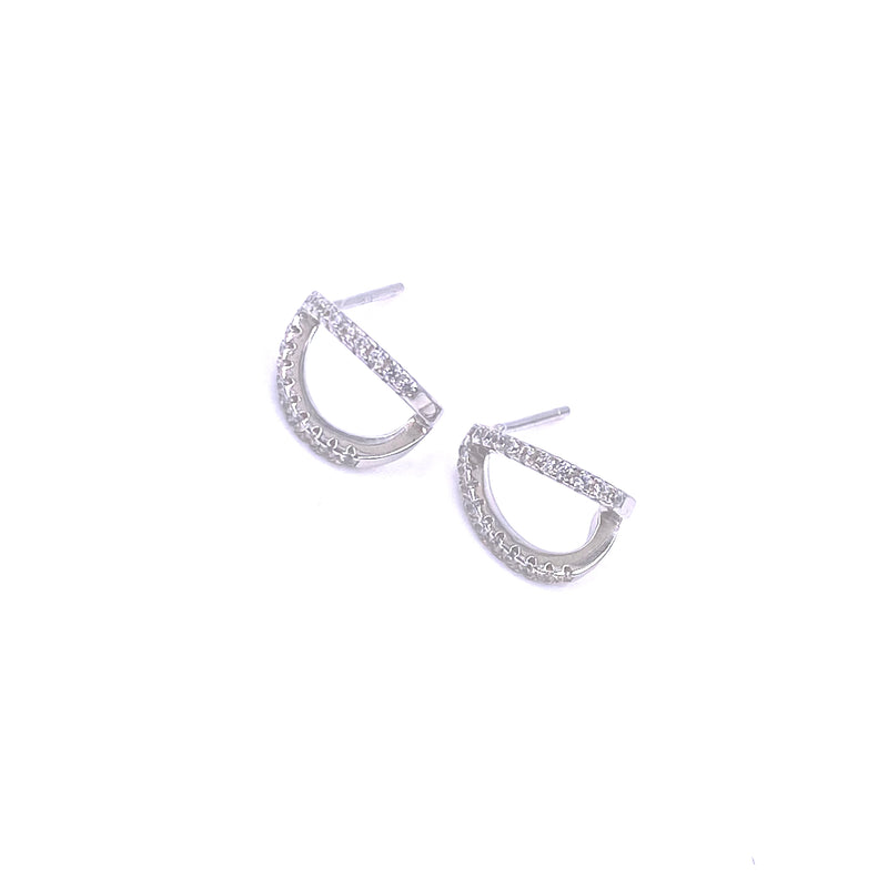 Ashley Gold Sterling Silver Mini Double CZ Hoop Earrings