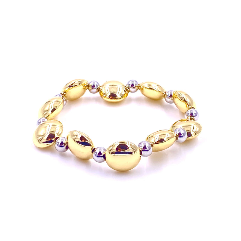 Ashley Gold Stainless Steel Round Flat Ball Beaded Stretch Bracelet
