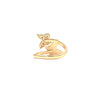 Ashley Gold Stainless Steel Gold Plated CZ And Enamel Double Butterfly Design Ring