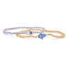 Ashley Gold Stainless Steel Fused Glass Hamsa Hand And Evil Eye Design Stretch Bracelet