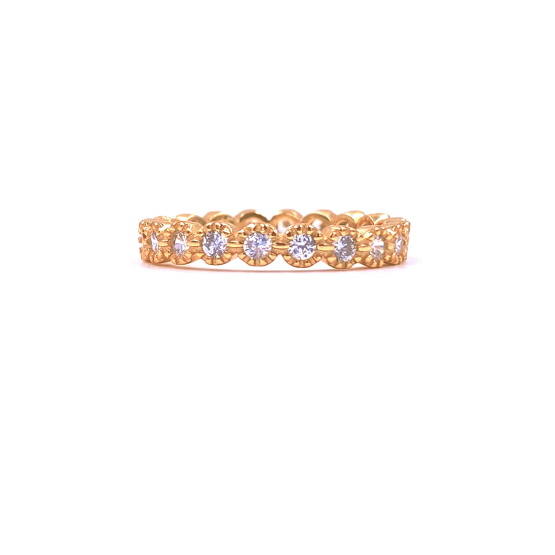 Ashley Gold Sterling Silver Gold Plated Eternity CZ Bezel Set Band Ring