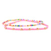 Ashley Gold Stainless Steel Gold Plated Enamel Pink Vibe Beaded Stretch Beaded Bracelet